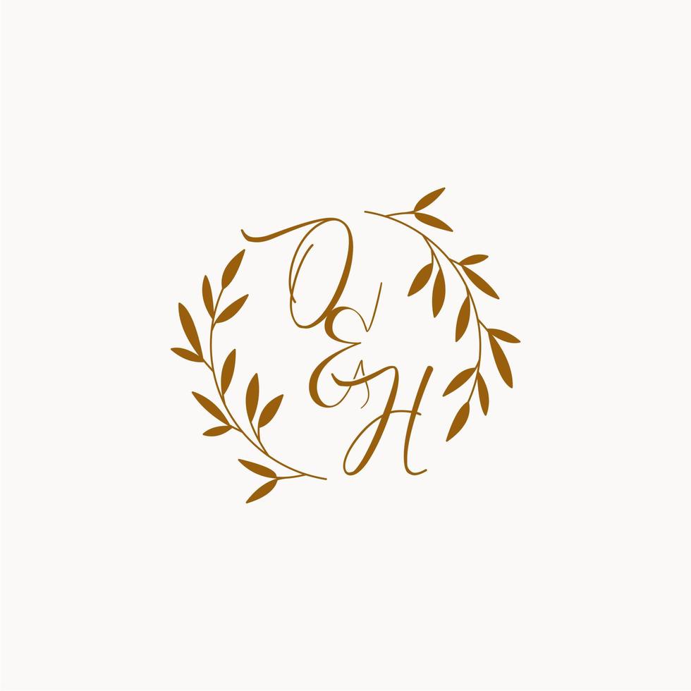 oh logo monogramme de mariage initial vecteur