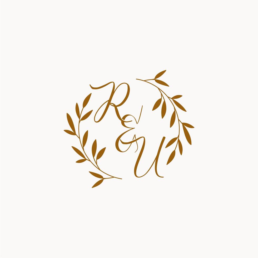 logo monogramme de mariage initial ru vecteur