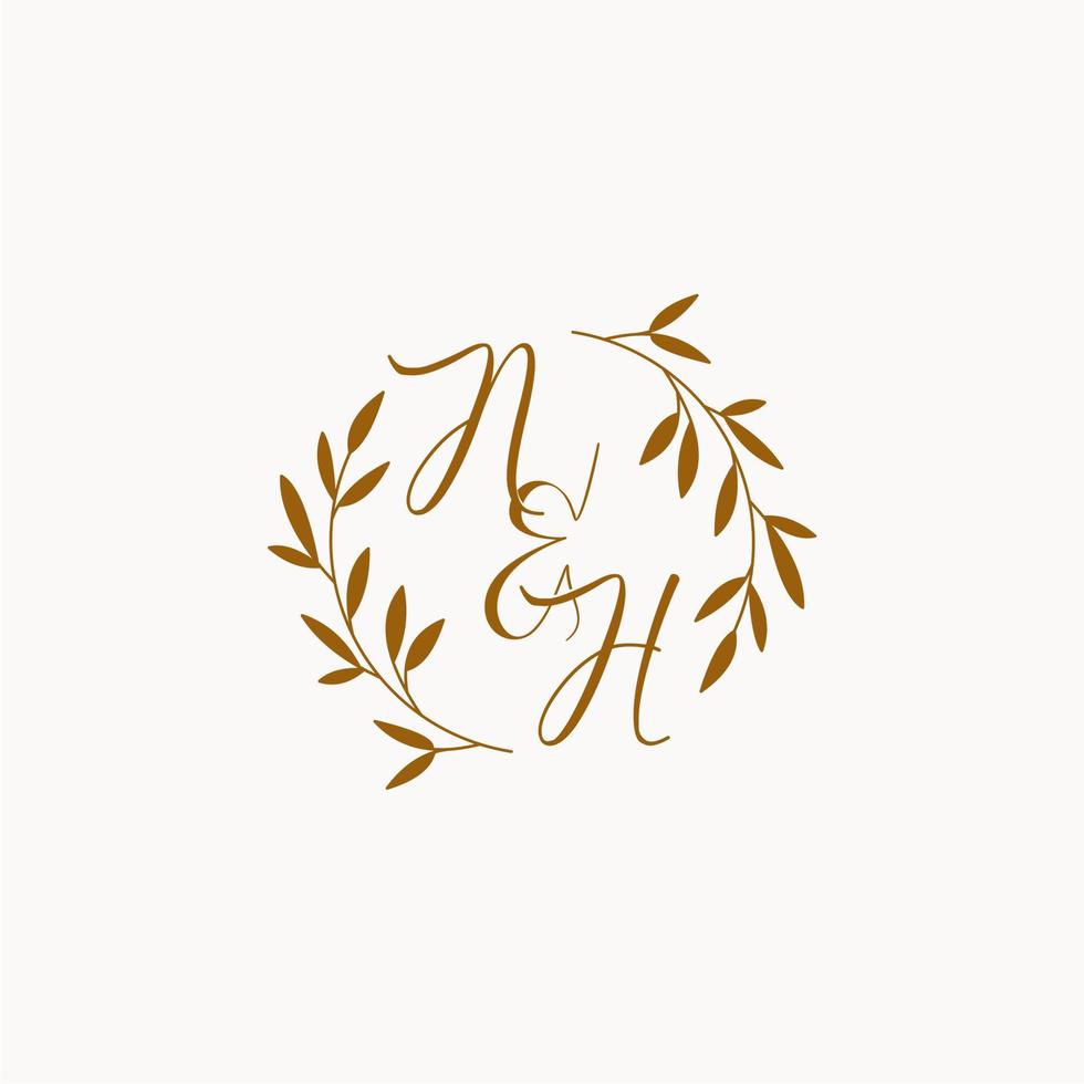 logo monogramme de mariage initial nh vecteur