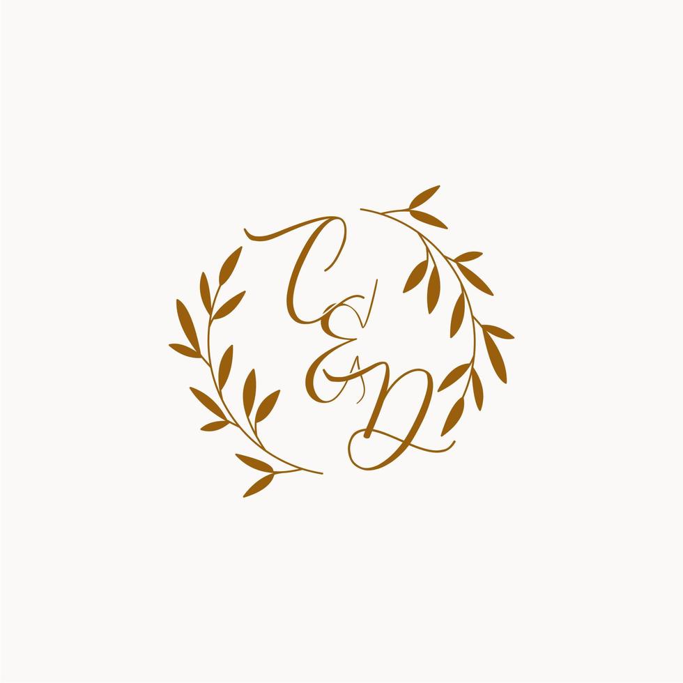 logo monogramme de mariage initial cd vecteur