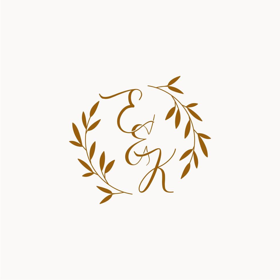 logo monogramme de mariage initial ek vecteur