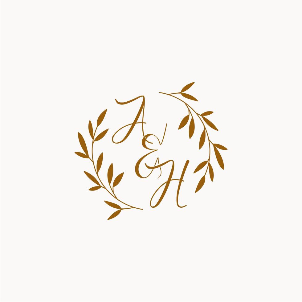 ah logo monogramme de mariage initial vecteur