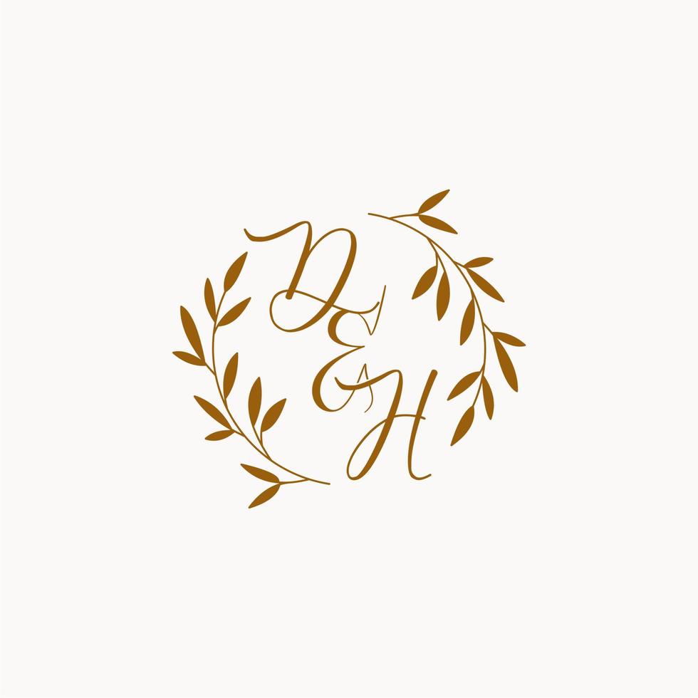 logo monogramme de mariage initial dh vecteur