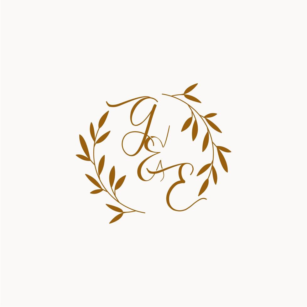 logo monogramme de mariage initial ge vecteur