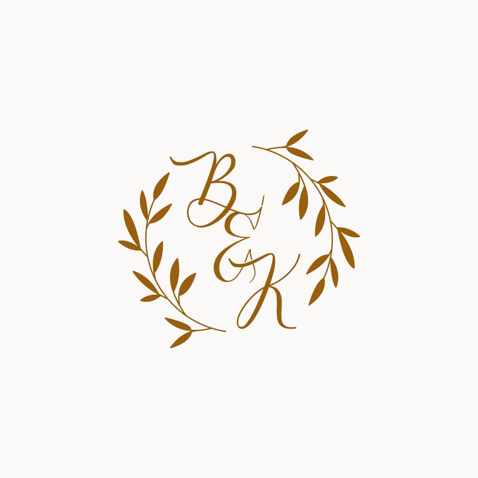 logo monogramme de mariage initial bk vecteur