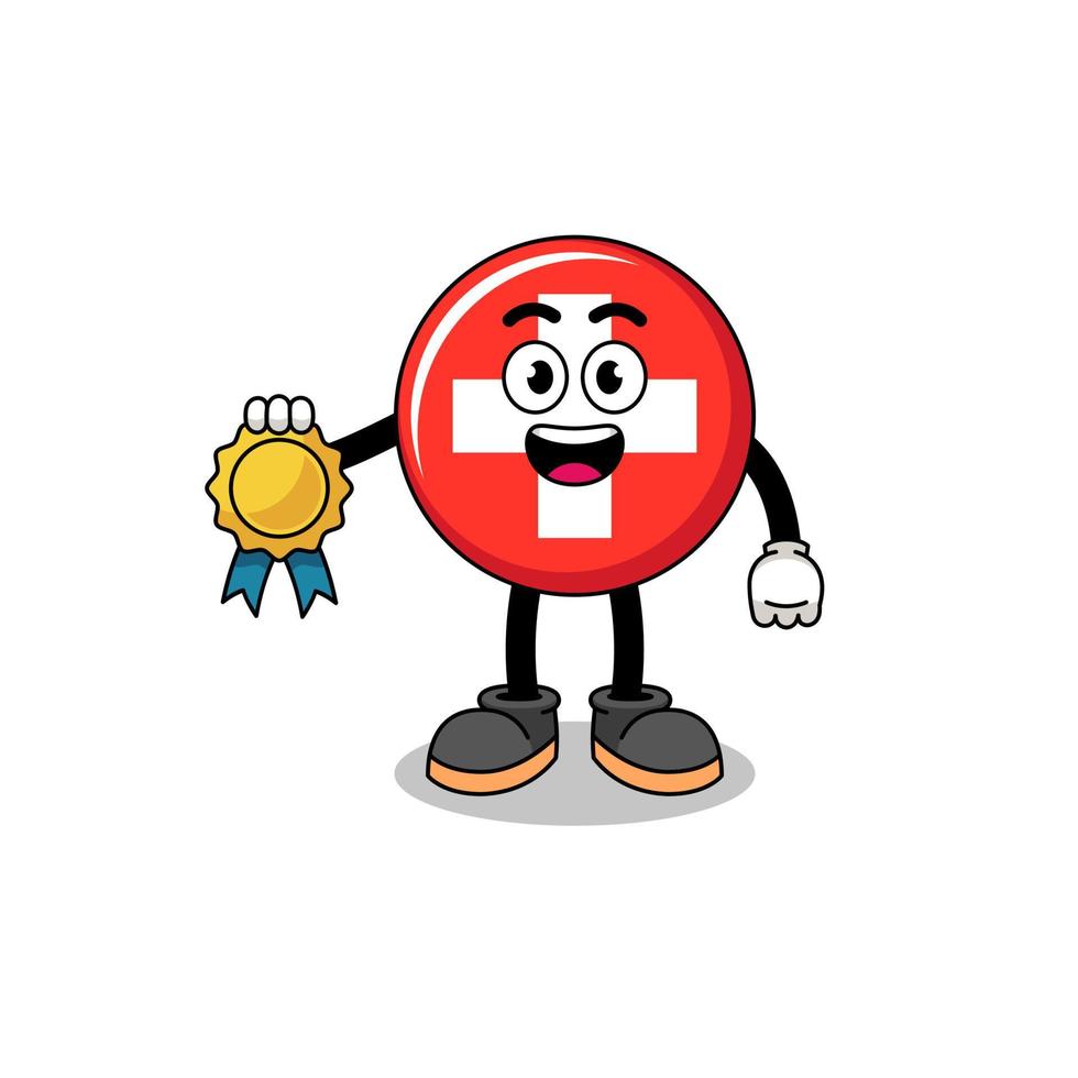 illustration de dessin animé suisse avec médaille de satisfaction garantie vecteur