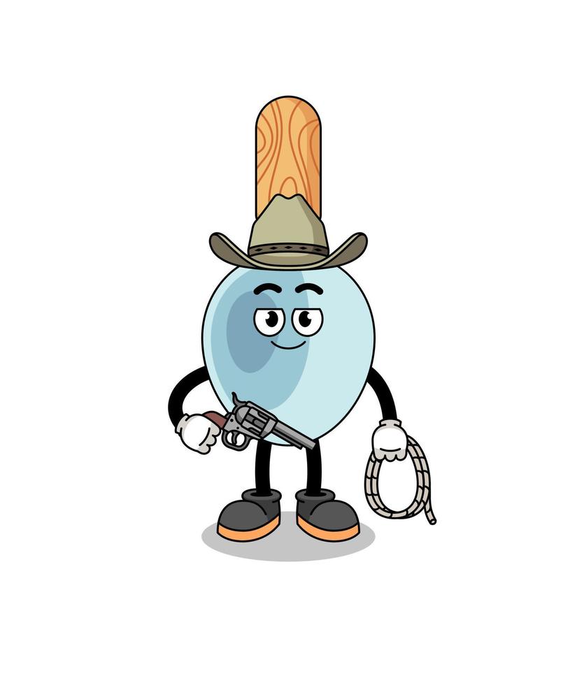 mascotte de personnage de cuillère de cuisine en tant que cow-boy vecteur