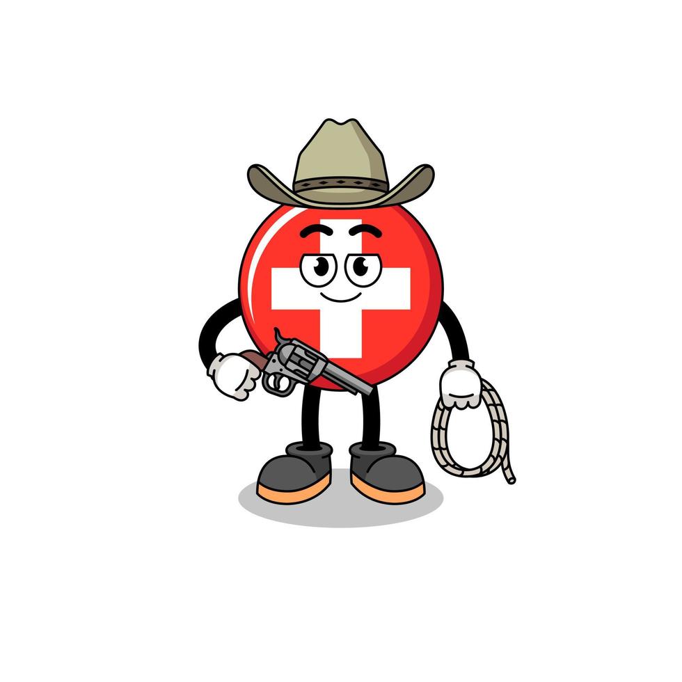 mascotte de personnage de la suisse en tant que cow-boy vecteur