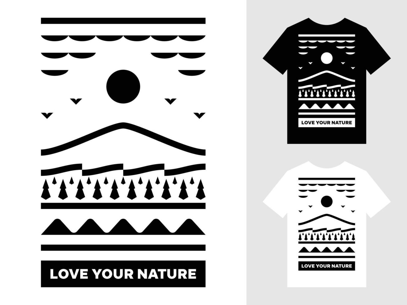 aimez votre conception de t-shirt de logo de paysage de montagne nature vecteur