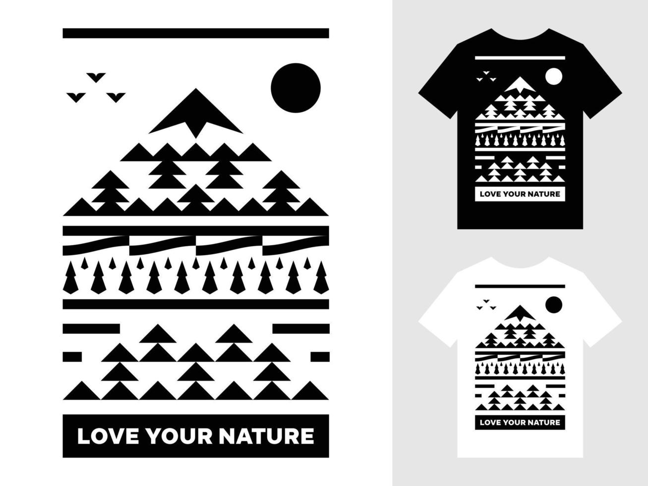 aimez votre conception de t-shirt de logo de paysage de montagne nature vecteur