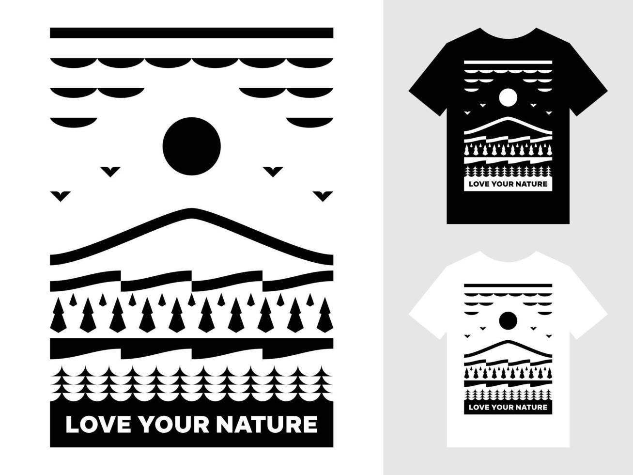 aimez votre conception de t-shirt de logo de paysage de montagne nature vecteur