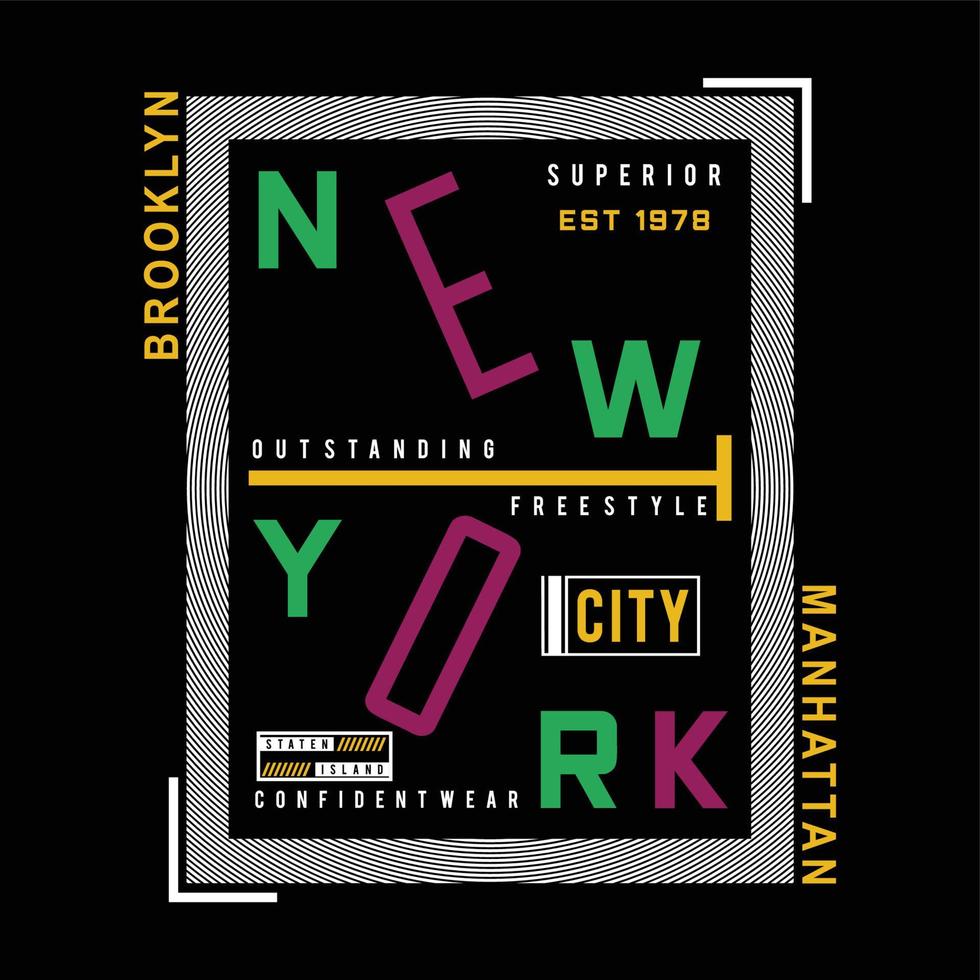 t-shirt de typographie graphique new york brooklyn, illustration vectorielle moderne imprimé - vecteur