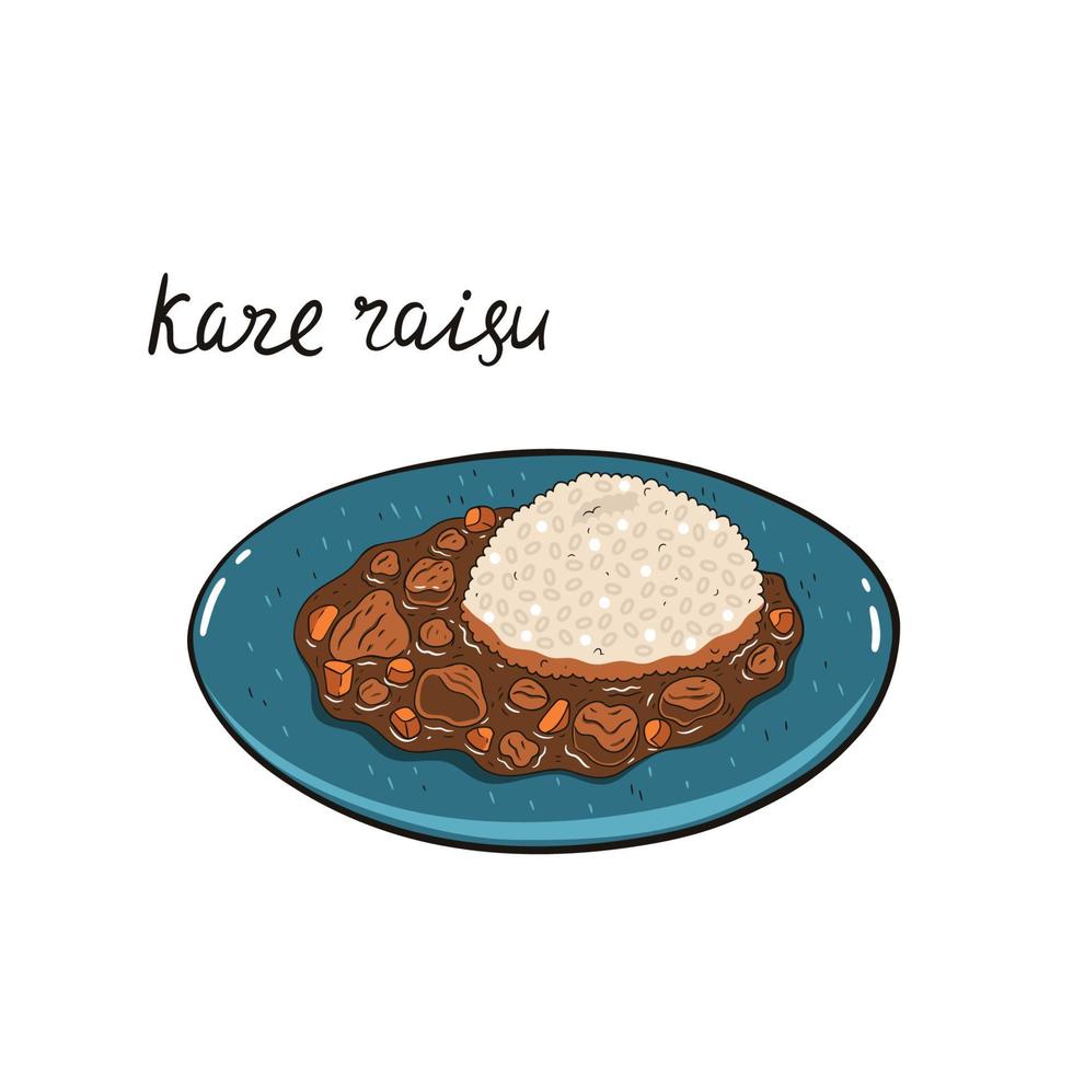 curry japonais avec du riz isolé sur fond blanc. graphiques vectoriels. vecteur