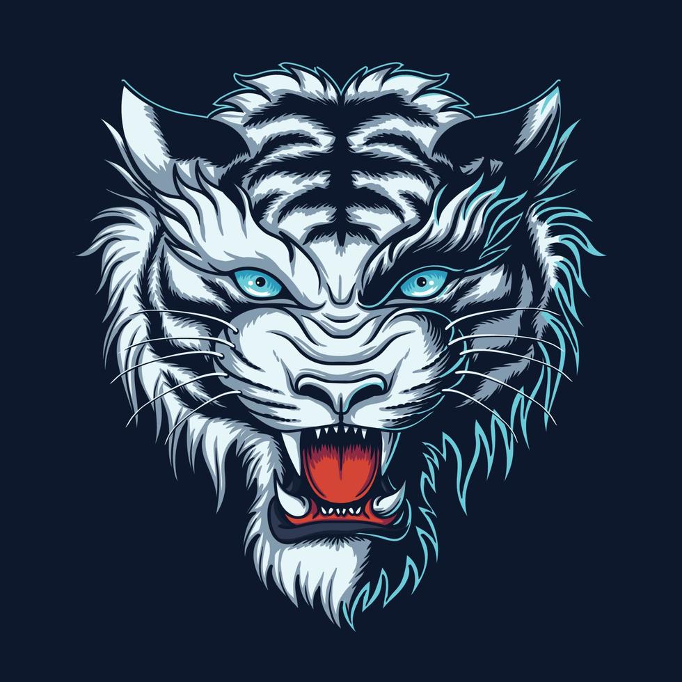 tête de tigre blanc illustration vectorielle en colère vecteur