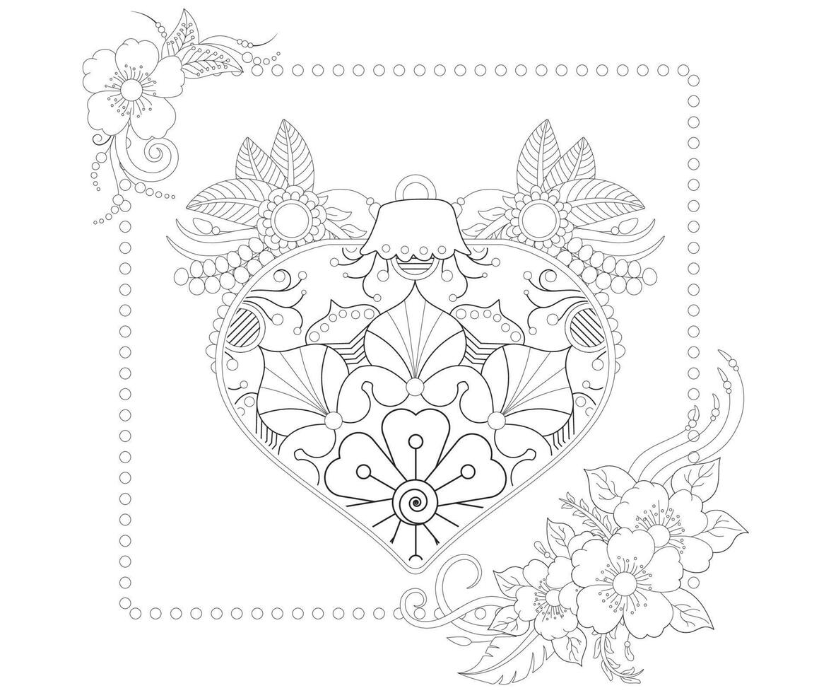 coloriage de boules de noel pour style doodle avec fleur de mehendi. vecteur