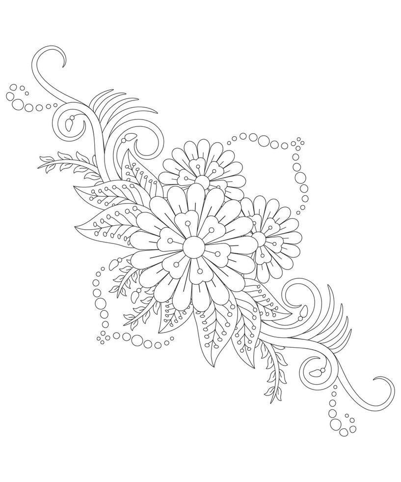 coloriage floral mehndi pour adulte vecteur