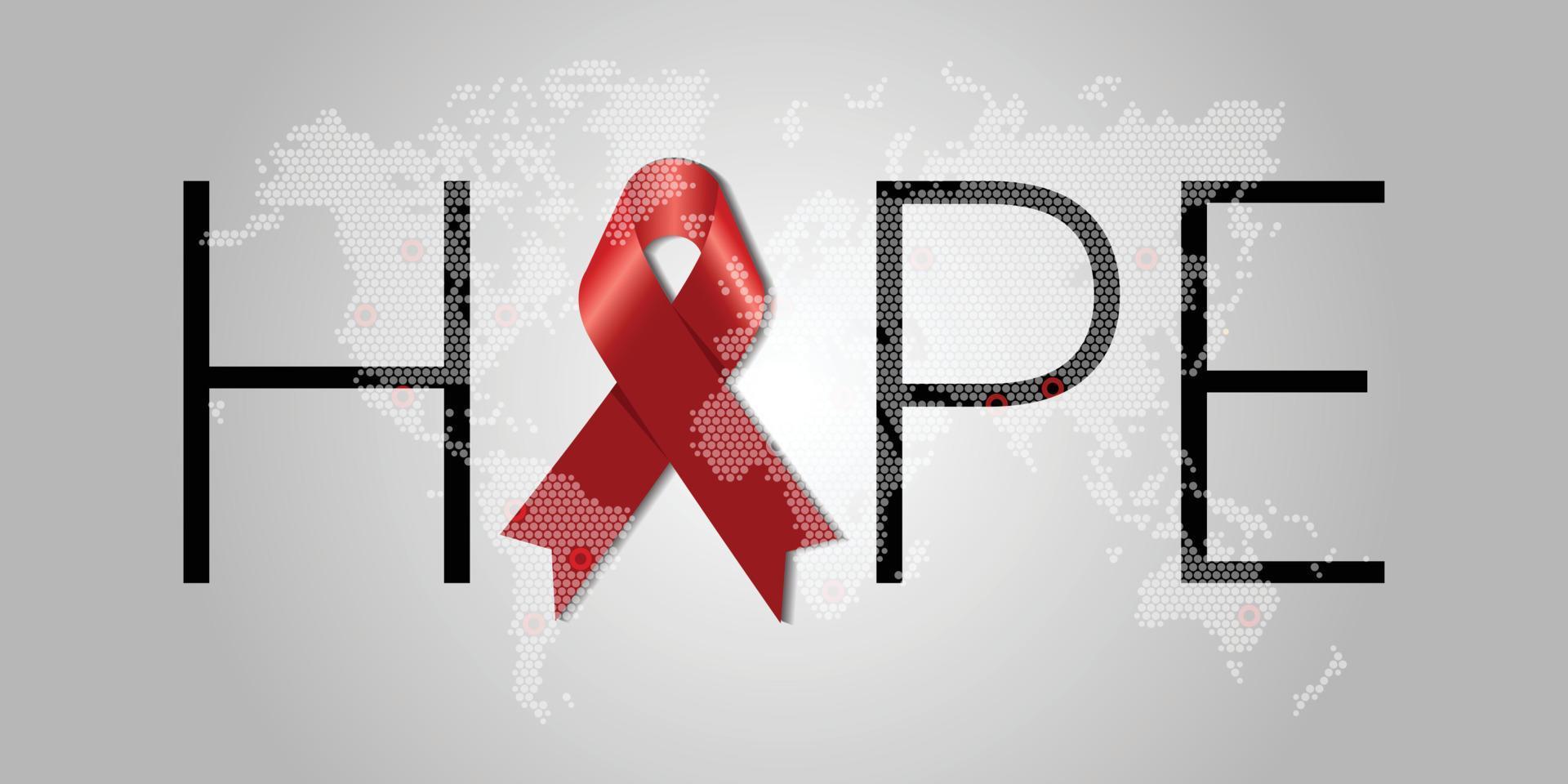 aide à la prise de conscience. concept de la journée mondiale du sida. espoir. ruban rouge. illustration vectorielle eps10 vecteur