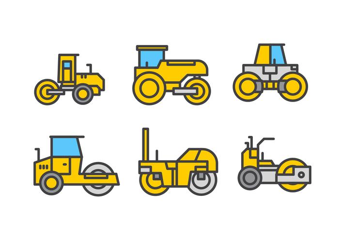 Pack d'icônes vectorielles linéaires Steamroller vecteur