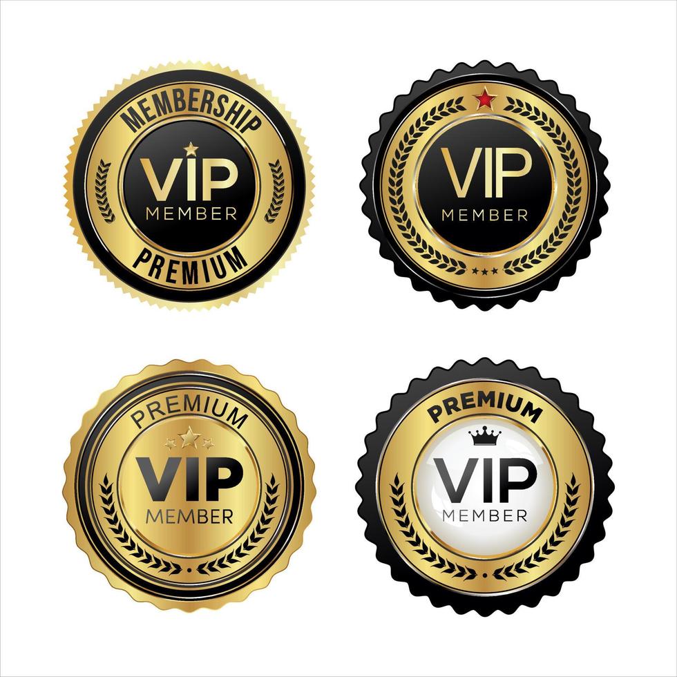 badge d'or d'adhésion premium vip sur fond blanc vecteur