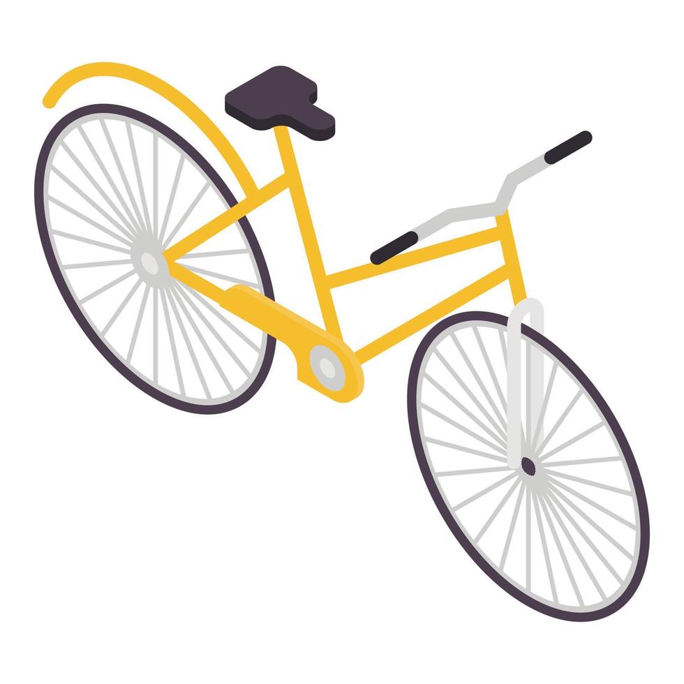 icône de vélo jaune, style isométrique vecteur