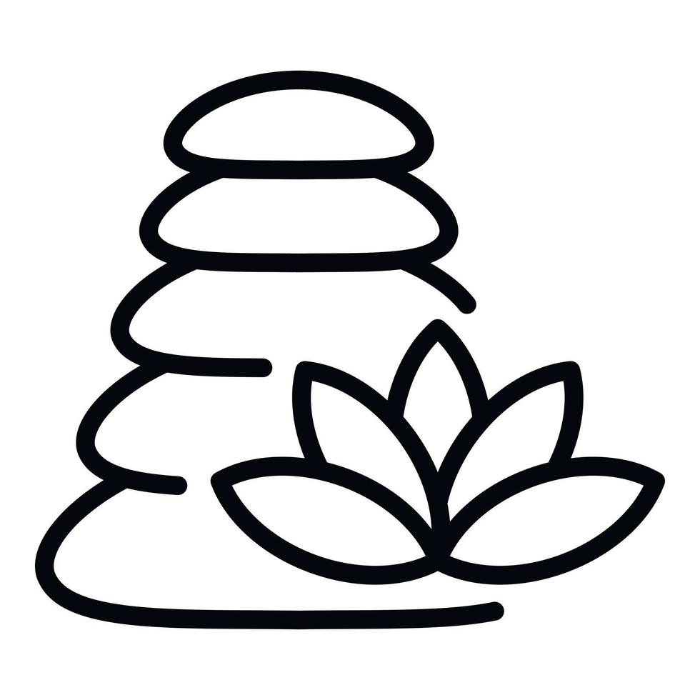 icône de massage de pile de pierres, style de contour vecteur