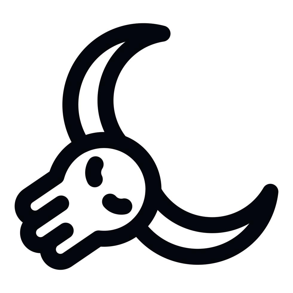 icône de crâne de taureau, style de contour vecteur
