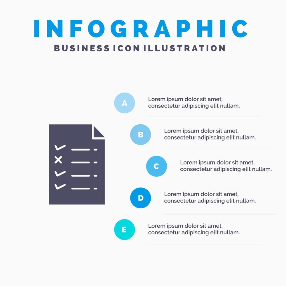 document fichier éducation solide icône infographie 5 étapes présentation fond vecteur