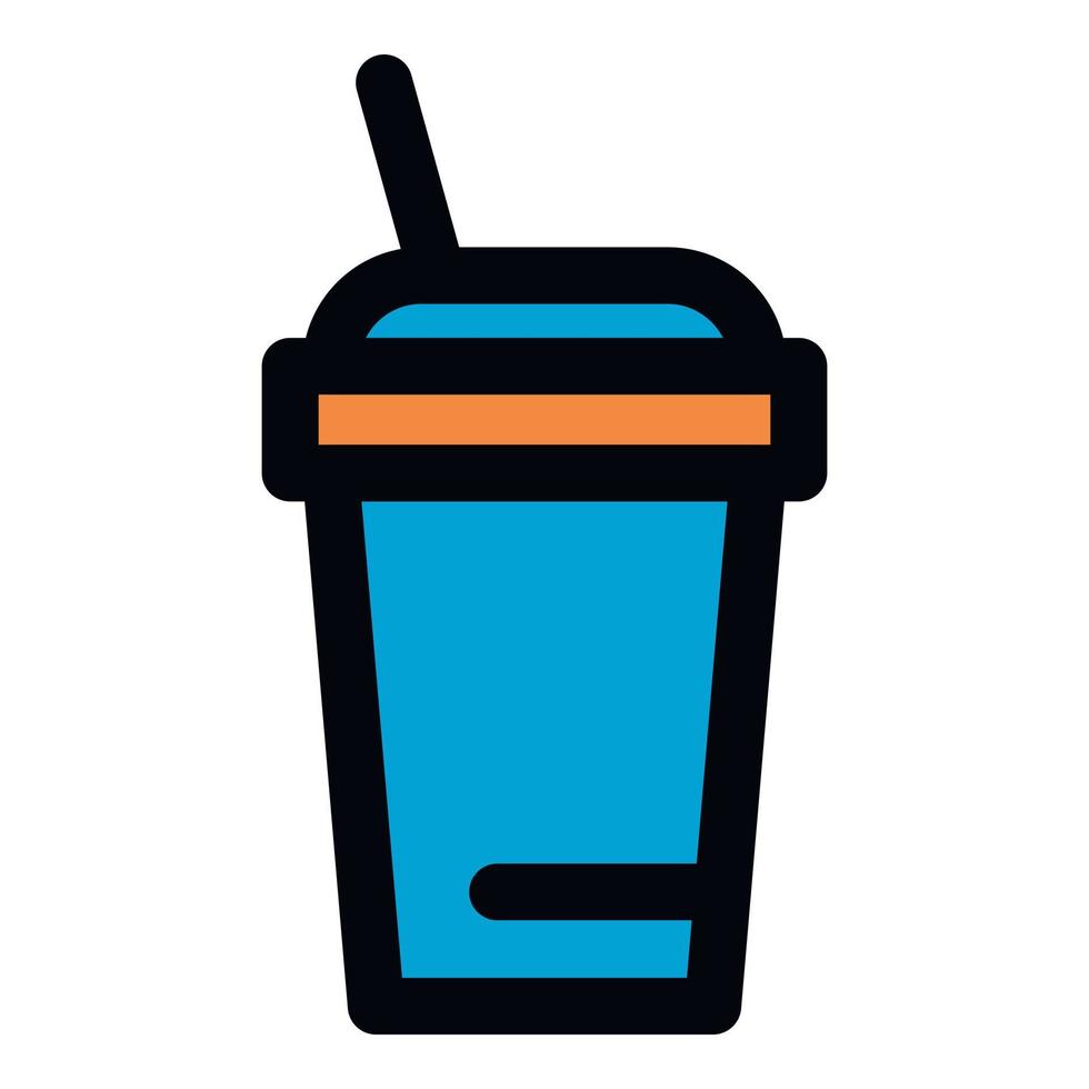 icône de tasse de café en plastique, style de contour vecteur