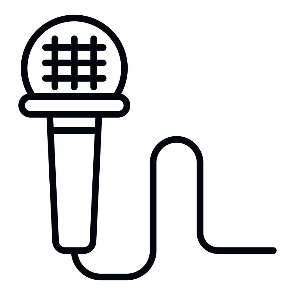 icône de microphone filaire, style de contour vecteur