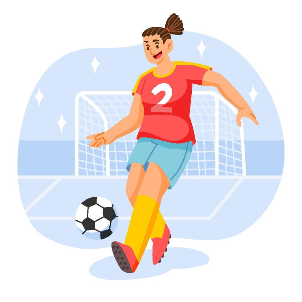 joueur de football féminin dribble balle vecteur