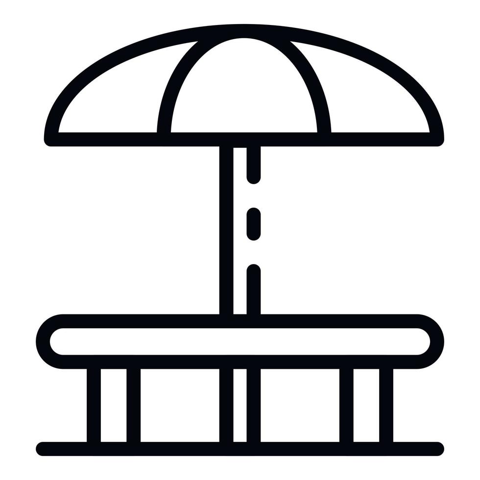 table ronde et icône de parapluie, style de contour vecteur