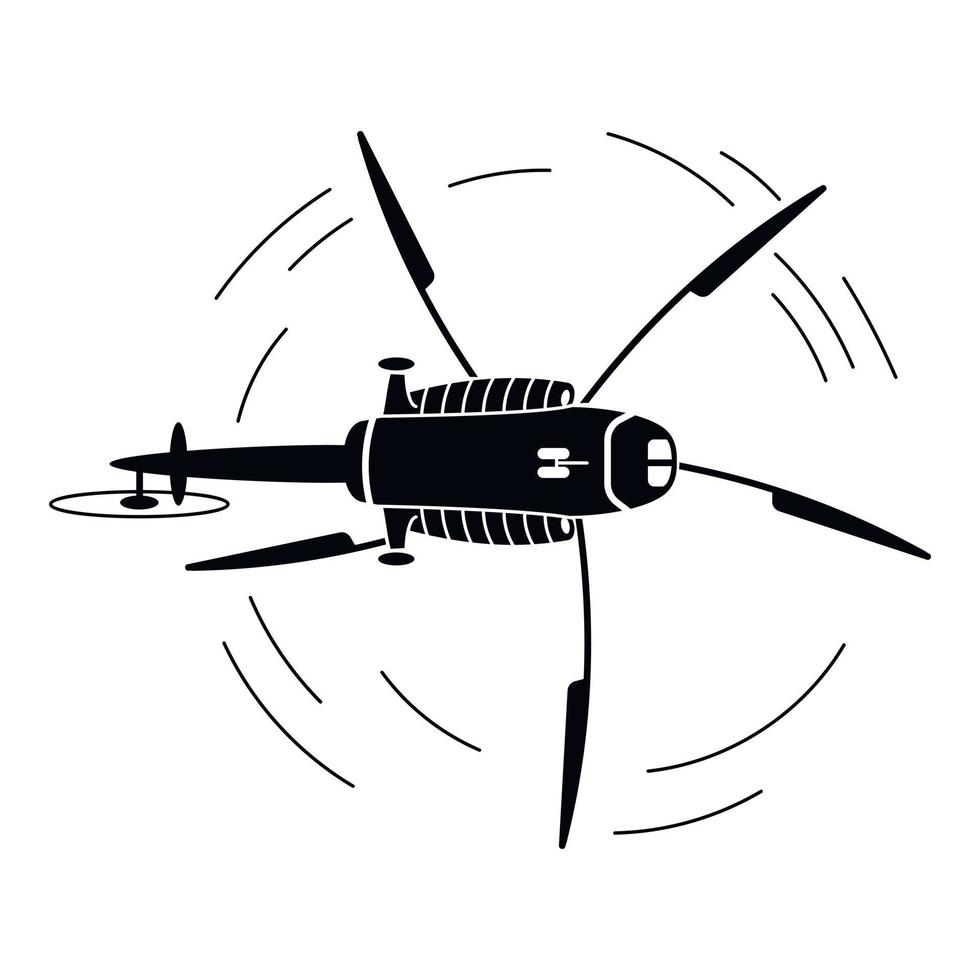 icône d'hélicoptère vue de dessus, style simple vecteur