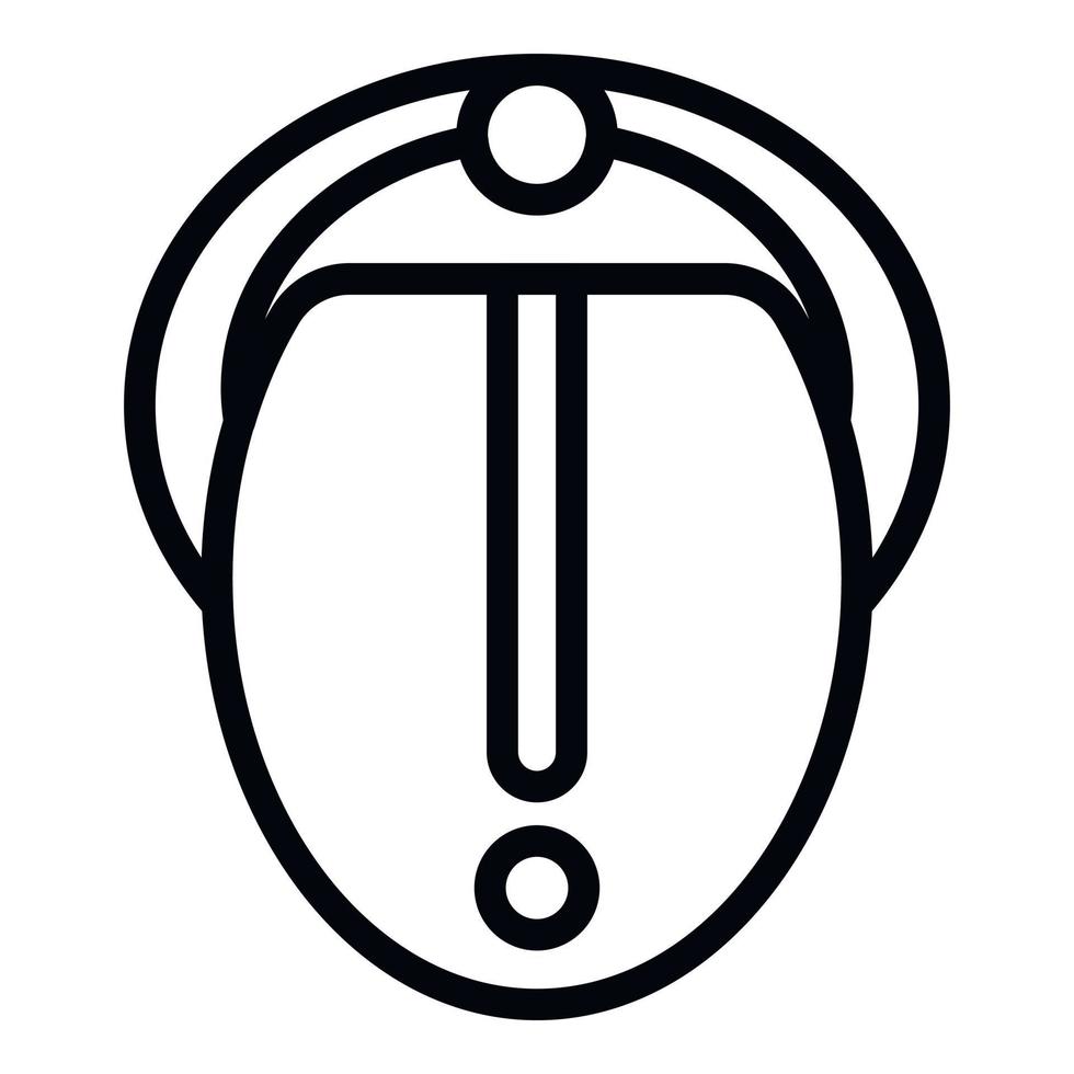 icône de perçage de langue en acier, style de contour vecteur