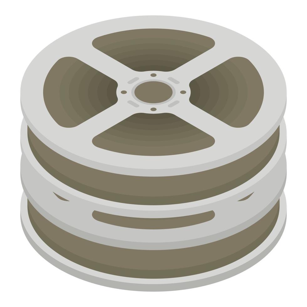 icône de pile de bobine de film, style isométrique vecteur