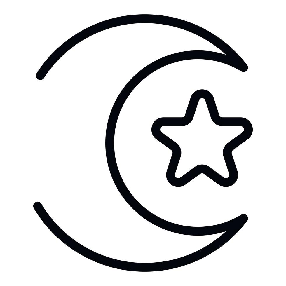 icône d'étoile de lune islamique, style de contour vecteur