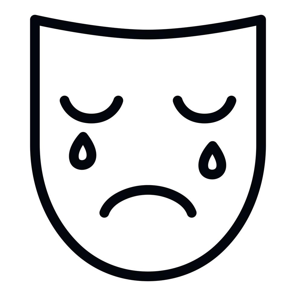 icône de masque de dépression triste, style de contour vecteur