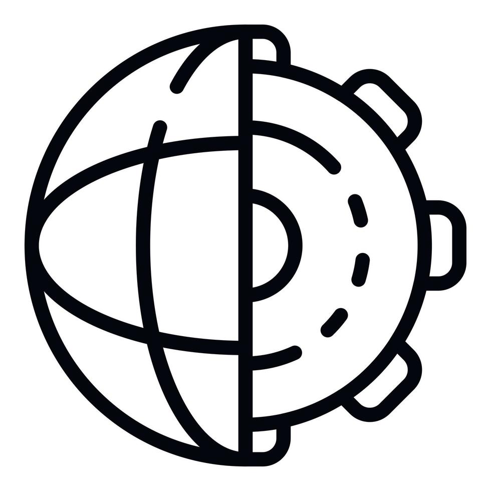icône d'engrenage d'apprentissage global, style de contour vecteur