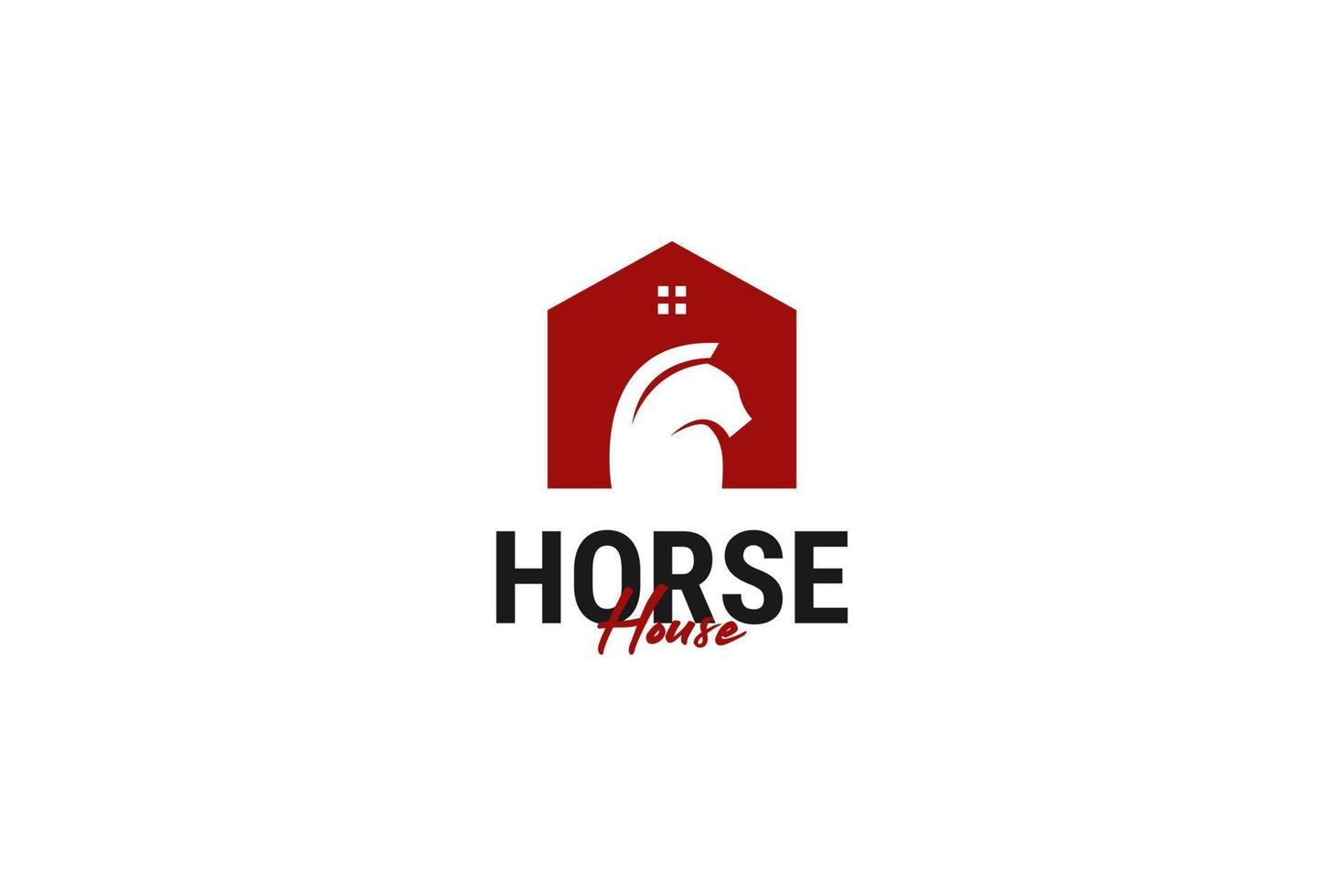 illustration de modèle vectoriel de conception de logo de maison de cheval plat