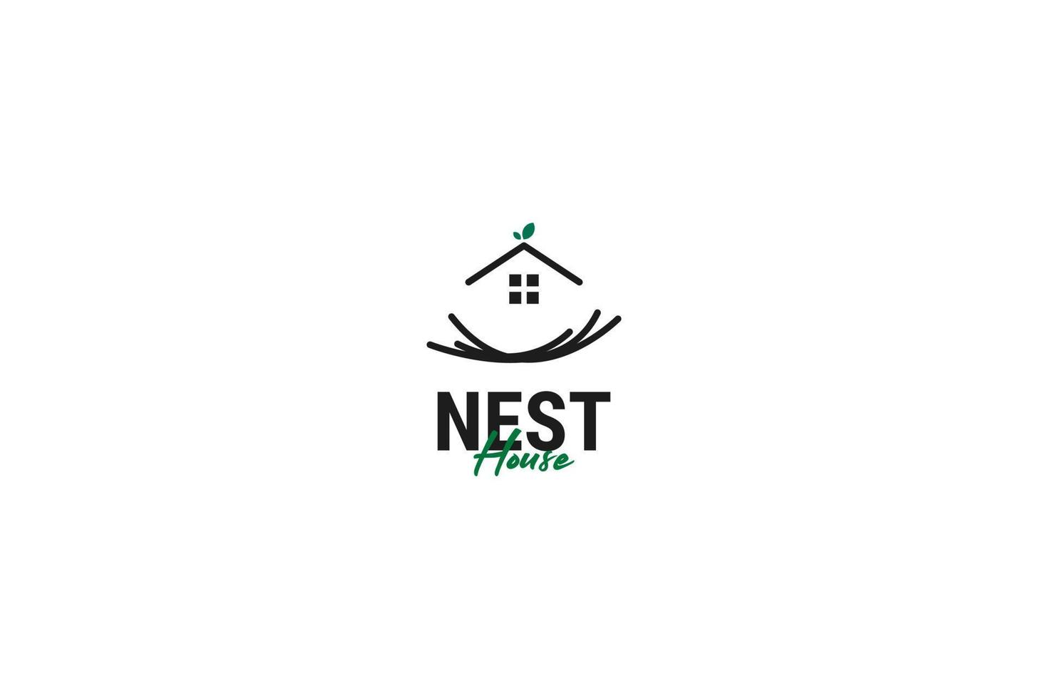 illustration de modèle vectoriel de conception de logo de maison de nid plat