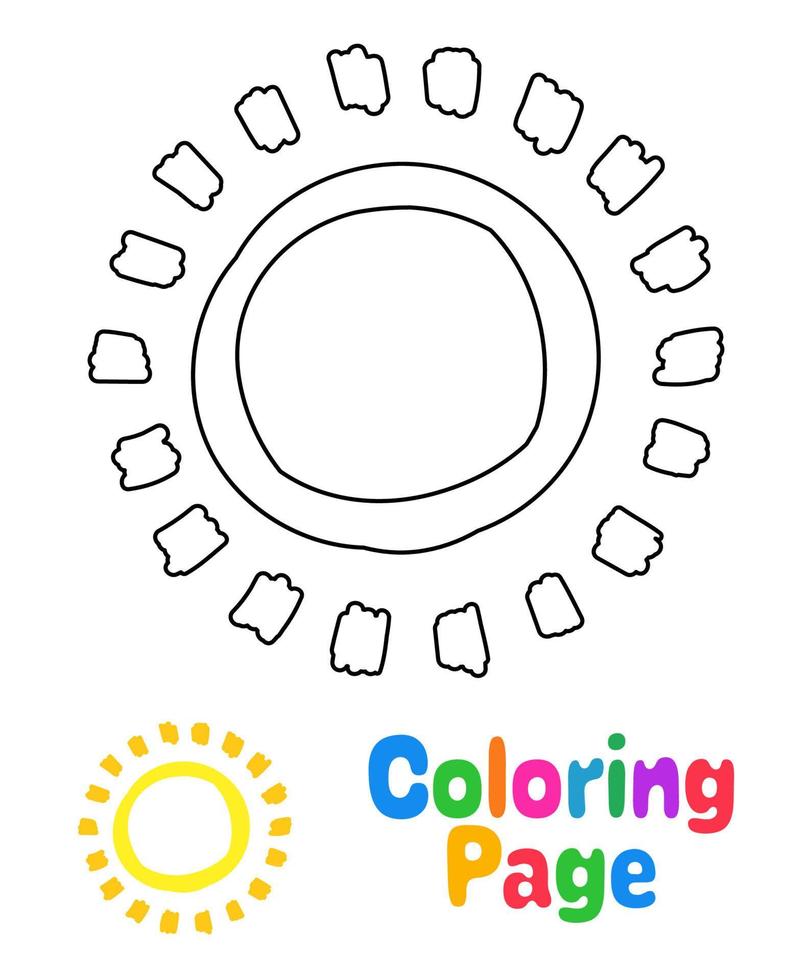 coloriage avec le soleil pour les enfants vecteur