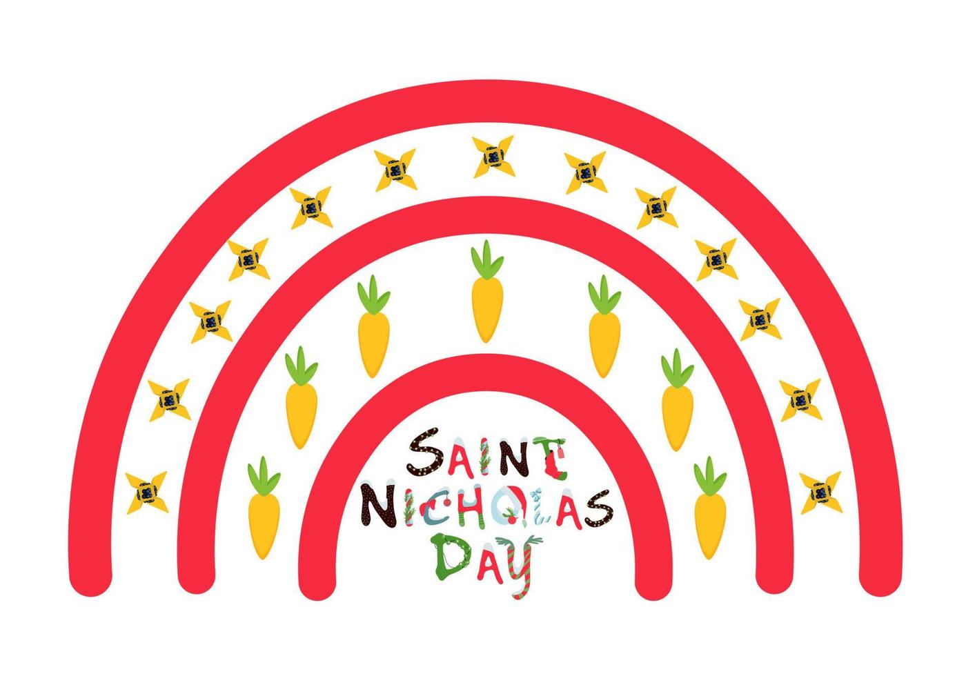 impression de la saint nicolas pour t-shirt. carotte et arc-en-ciel.bonne fête de la saint nicolas. vecteur