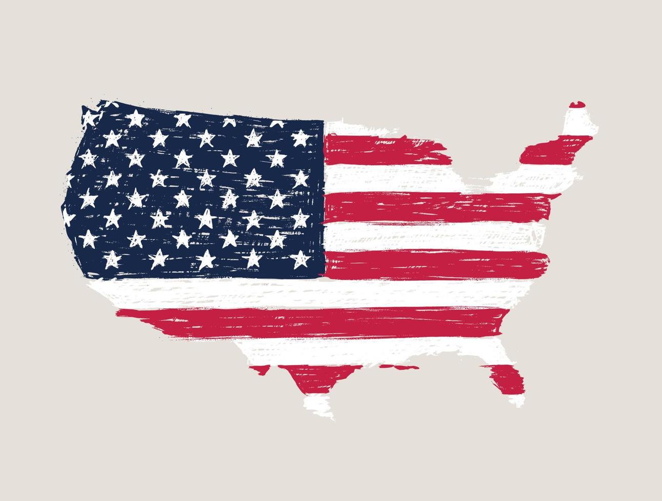 drapeau de carte des états-unis. illustration vectorielle de style grunge dessinés à la main vecteur