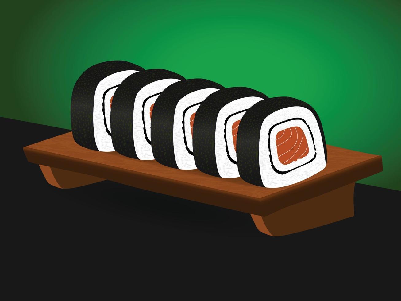 sushi de cuisine asiatique sur support en bois vecteur