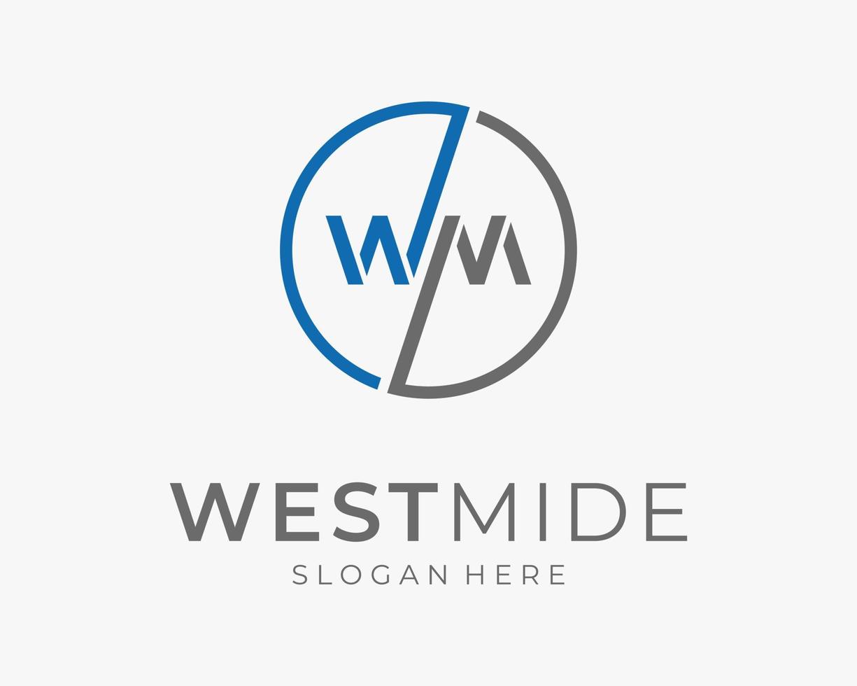 lettre wm monogramme moderne cercle rond frontière équilibre symétrie simple minimaliste vecteur création de logo