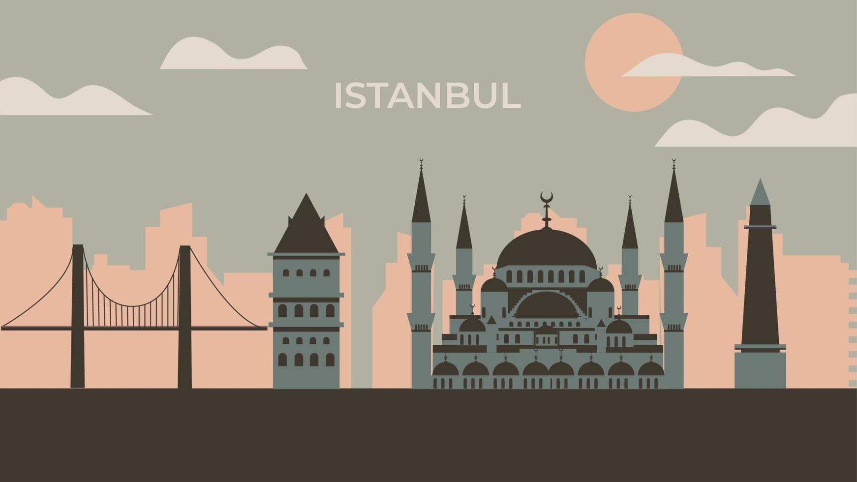 paysage de la ville d'istanbul pour carte postale vecteur