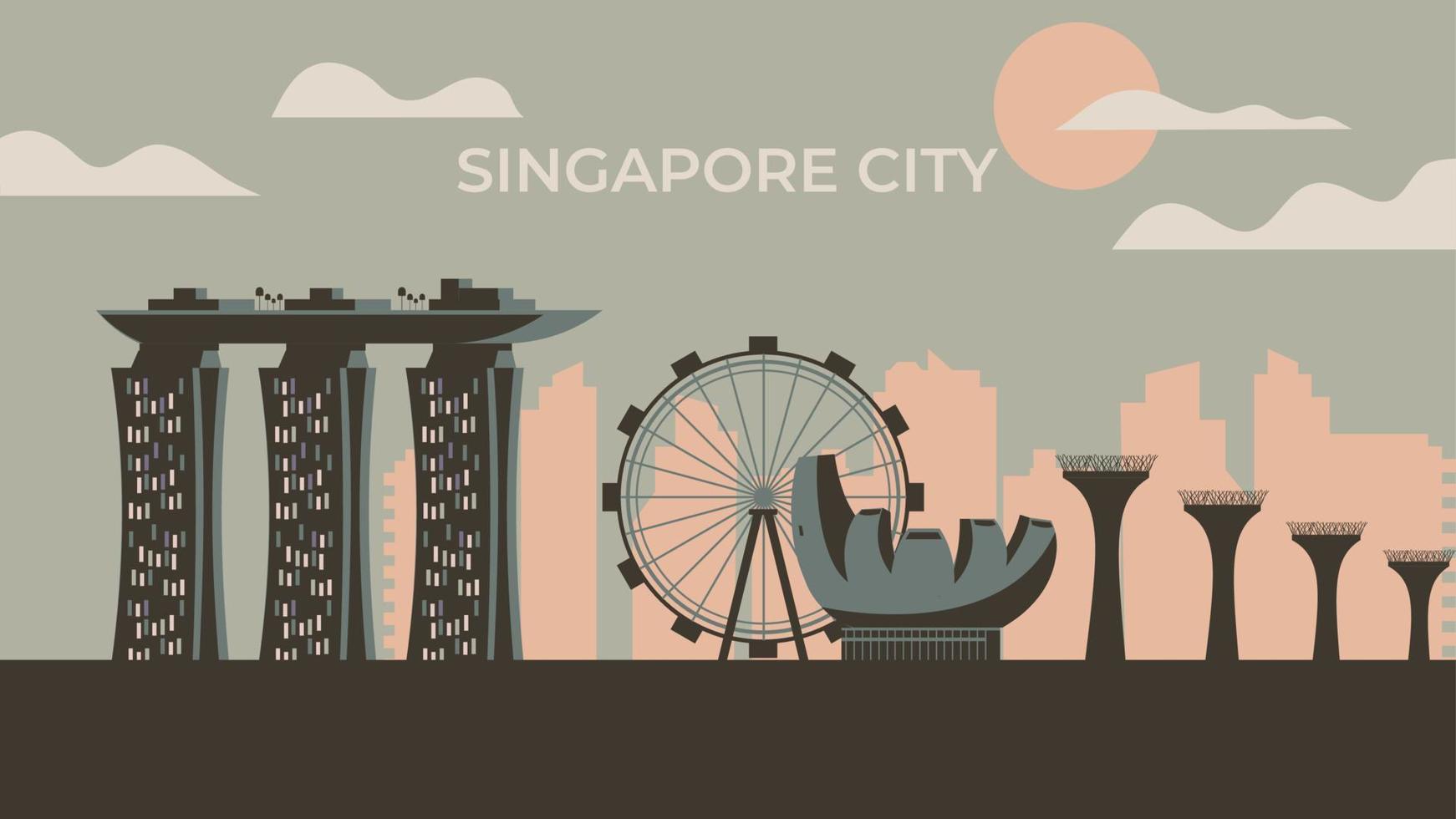 paysage de la ville de singapour pour carte vecteur