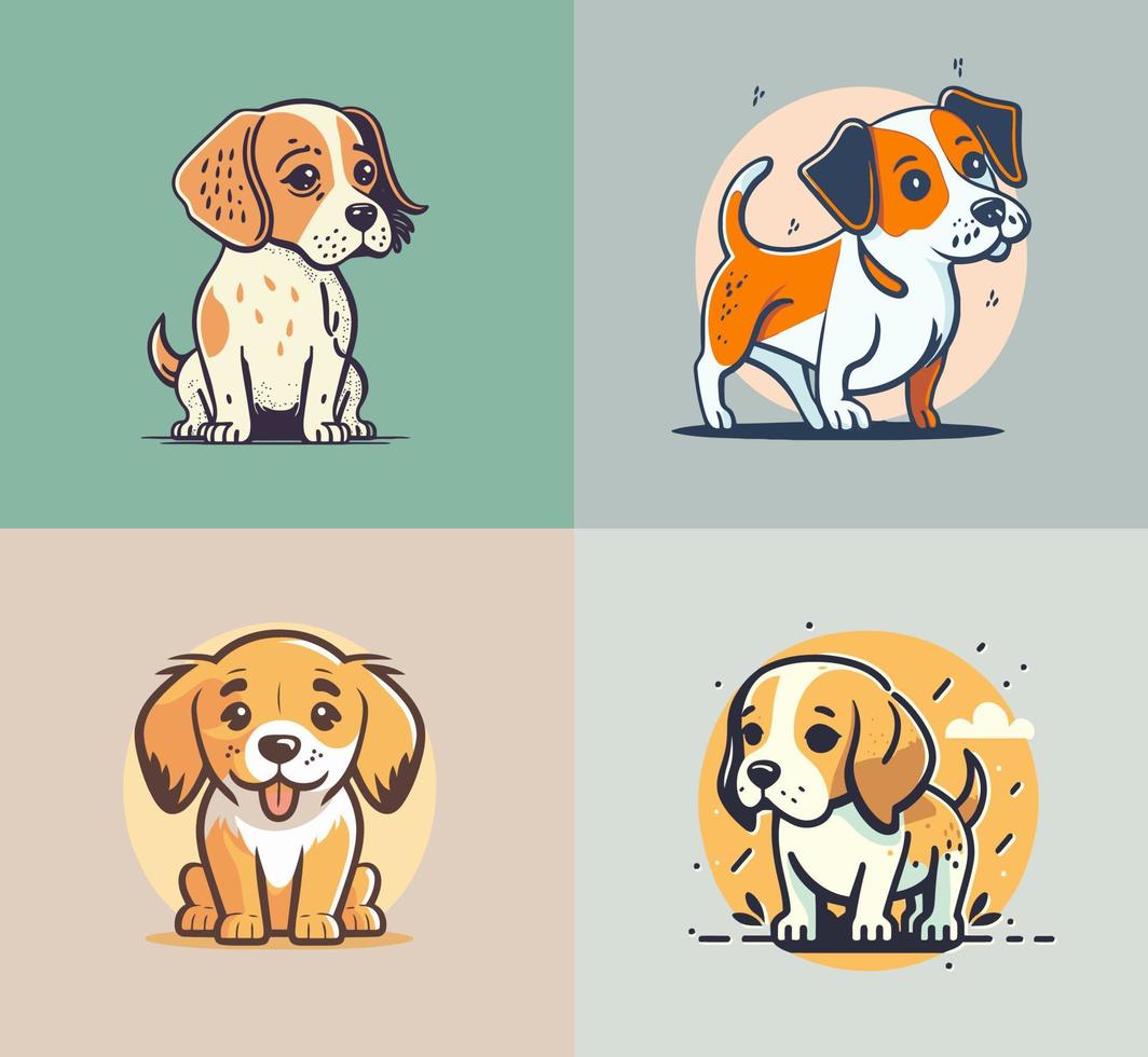 les chiens définissent le modèle de symbole d'icône de logo pour l'illustration vectorielle de collection graphique vecteur