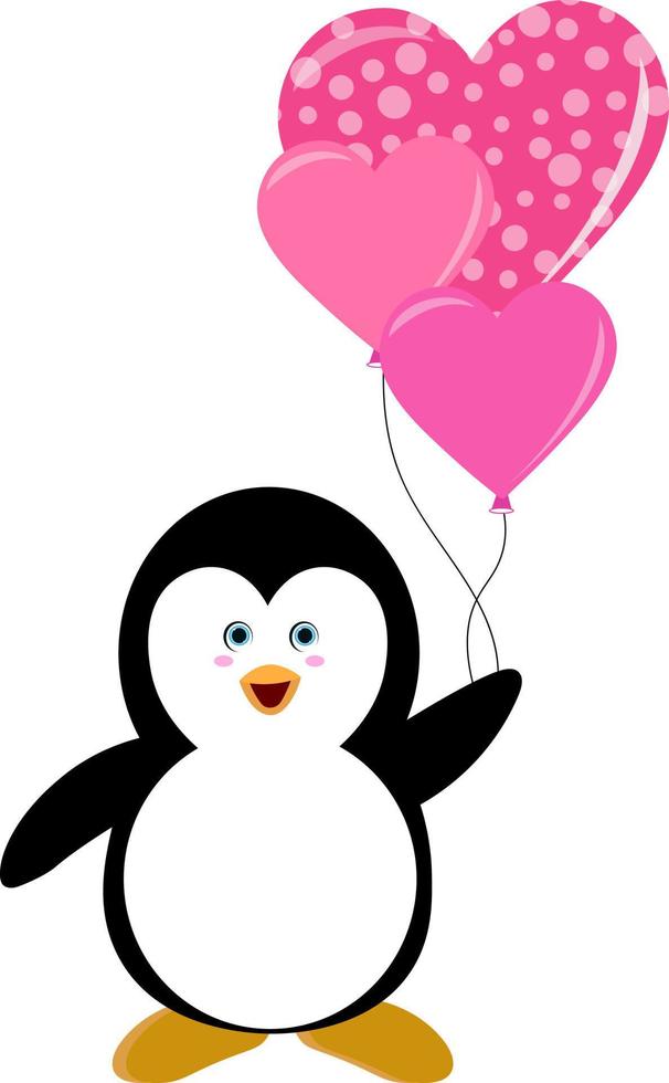 clipart de pingouin mignon saint valentin vecteur