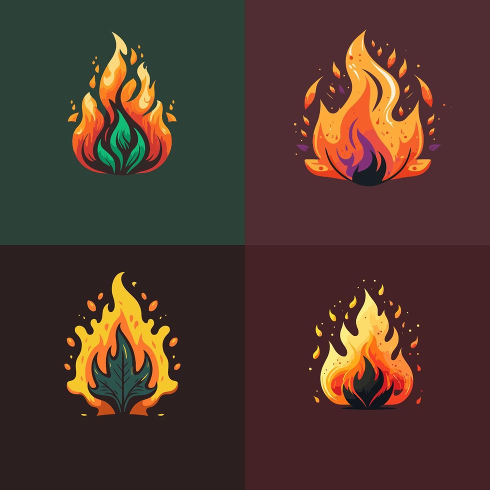 collection d'icônes de logo de flamme de feu chaud définie dans l'illustration vectorielle vecteur