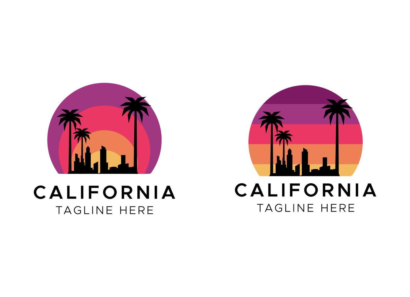 création de logo de plage de californie dans un style rétro vecteur